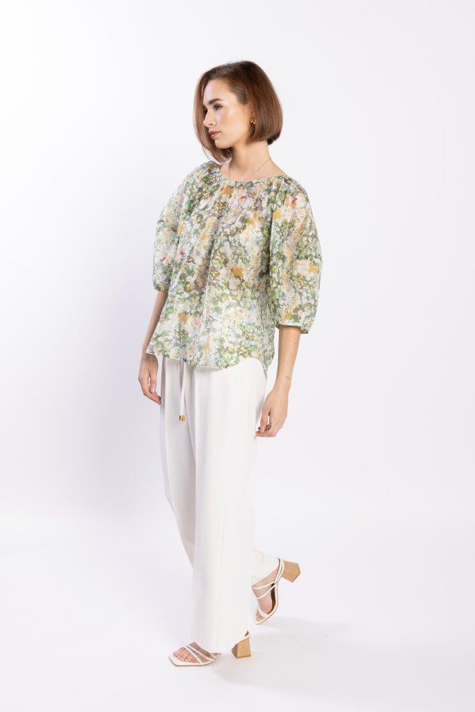 1254L - Compass Blouse - Green Meadow