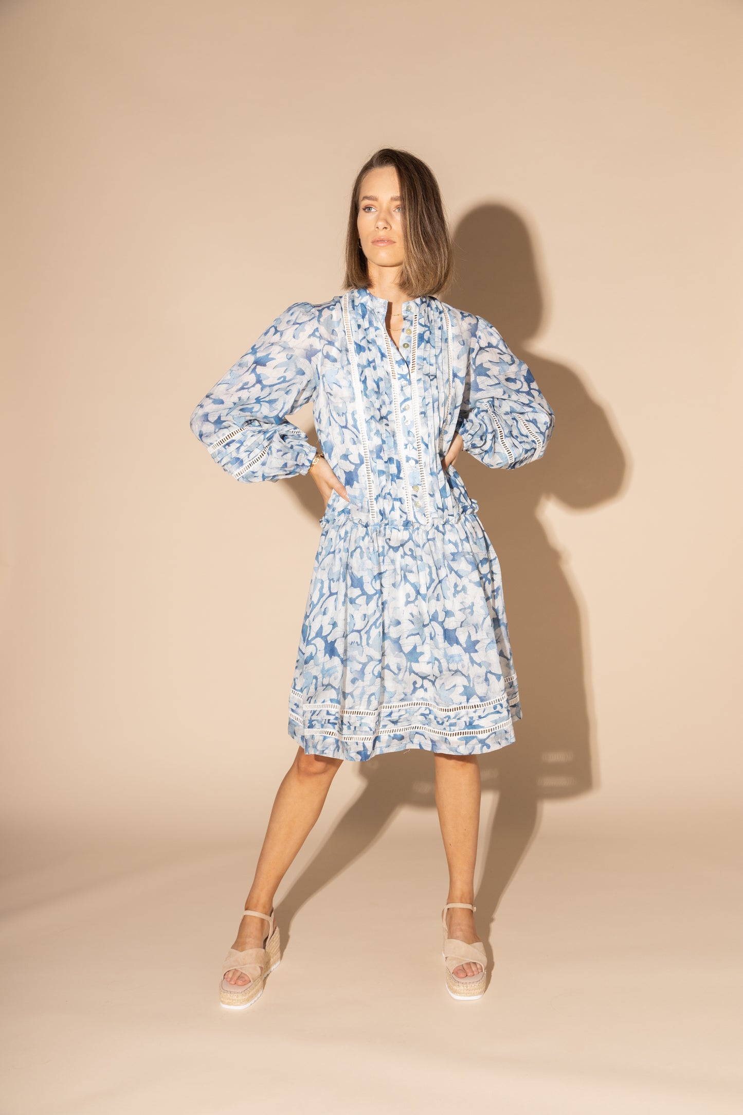 2162L - SKYES LINEN DRESS - BLUE WATER
