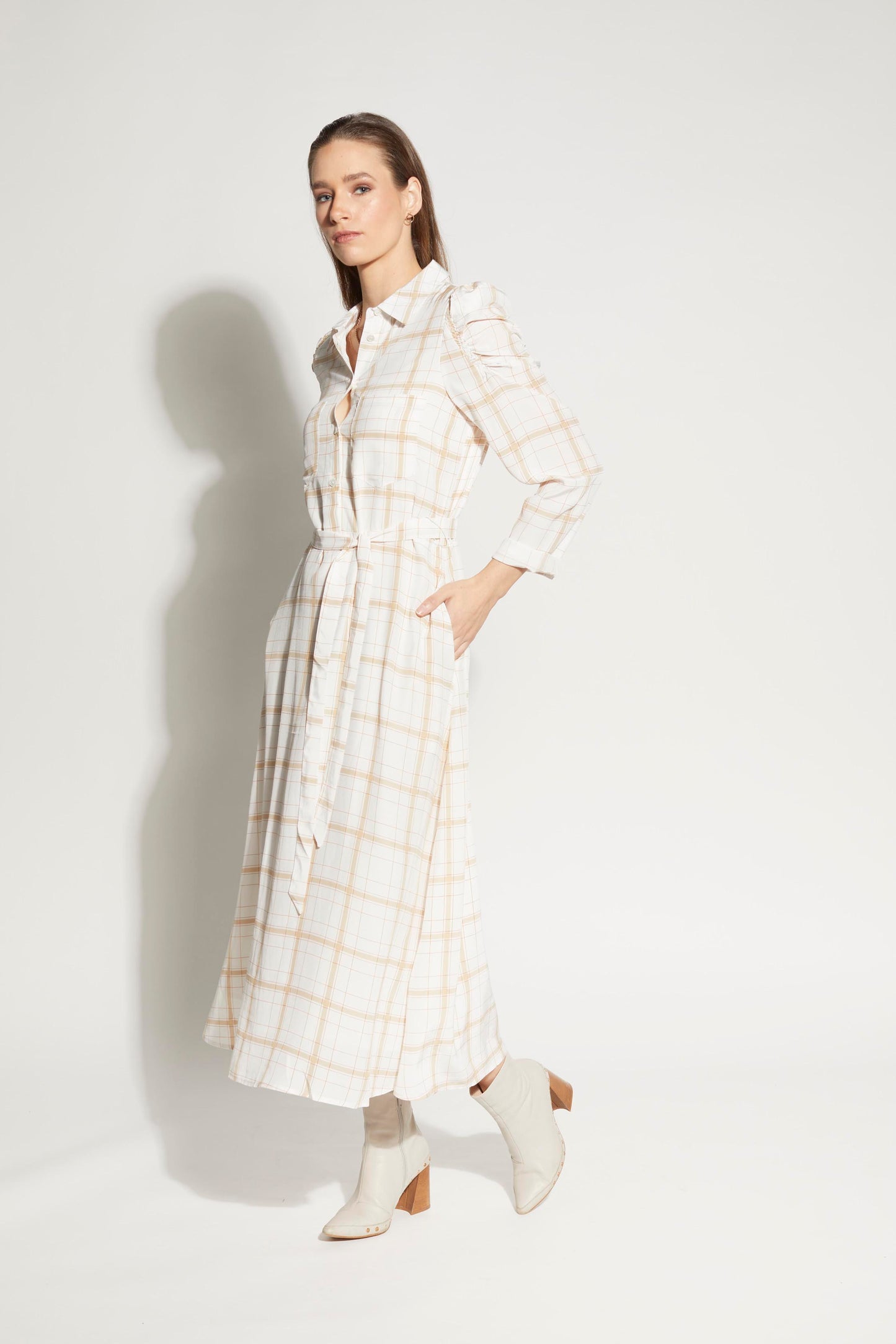 2180L - Camille Dress - Waffle Check