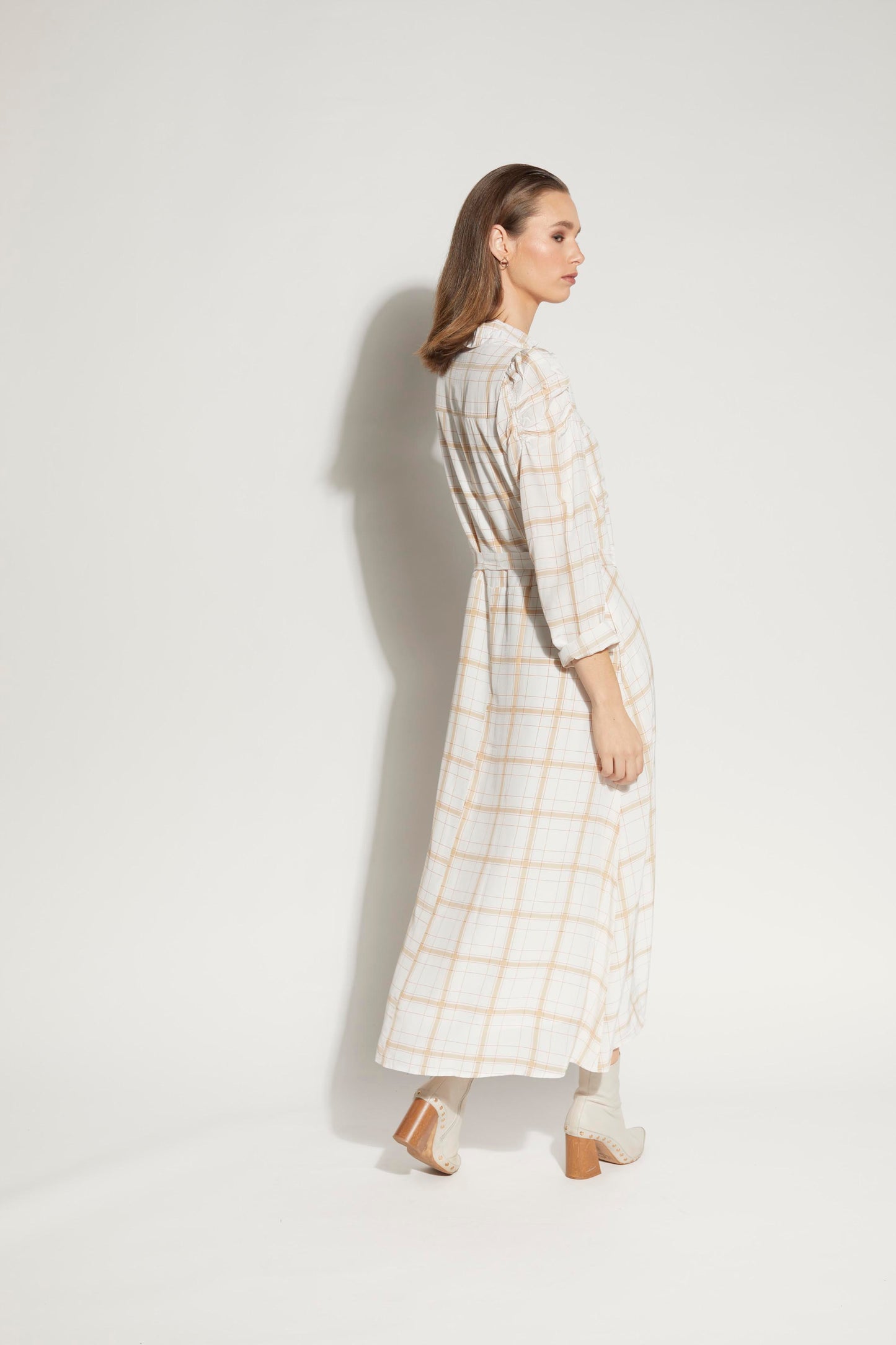 2180L - Camille Dress - Waffle Check