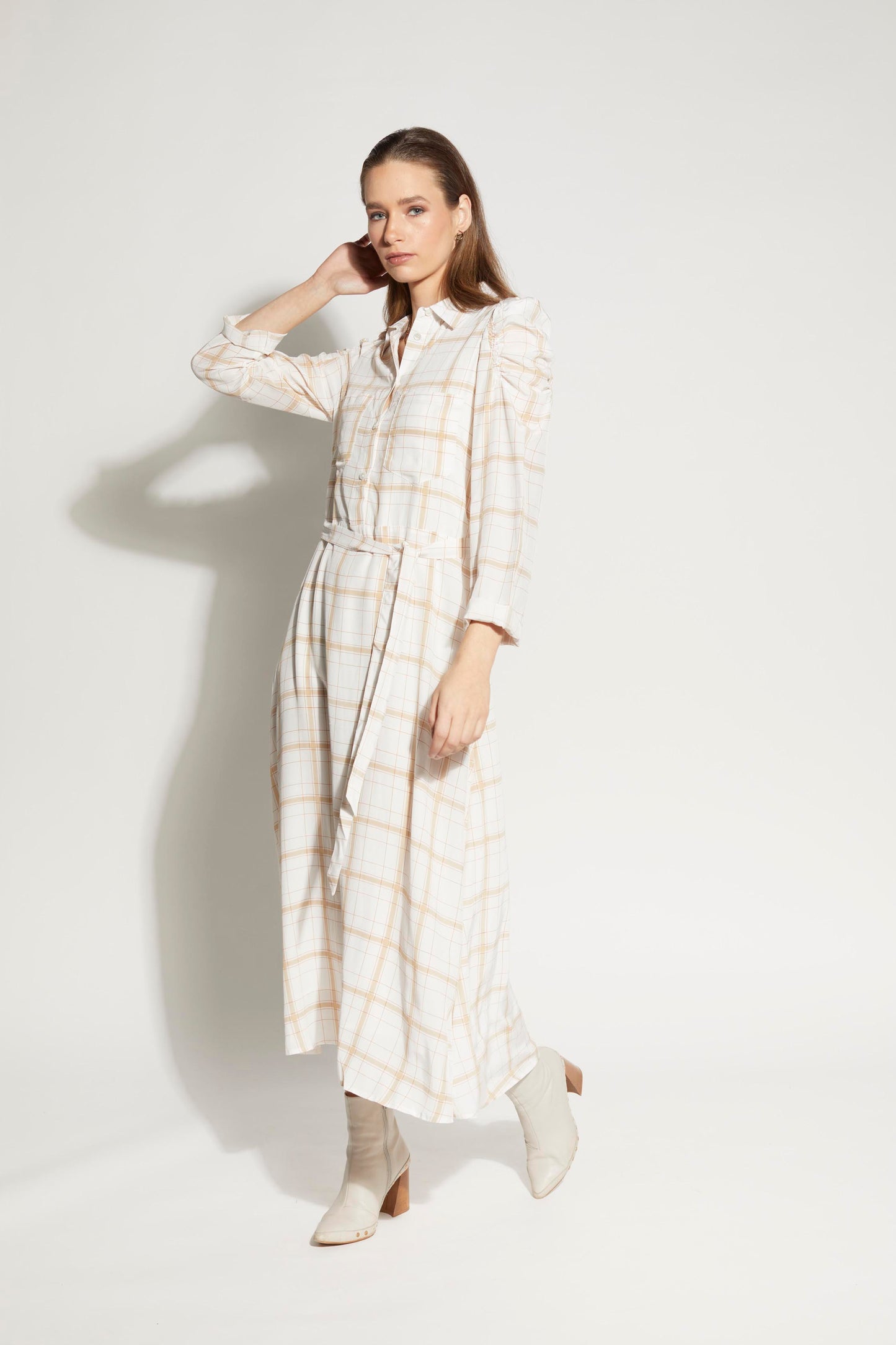 2180L - Camille Dress - Waffle Check