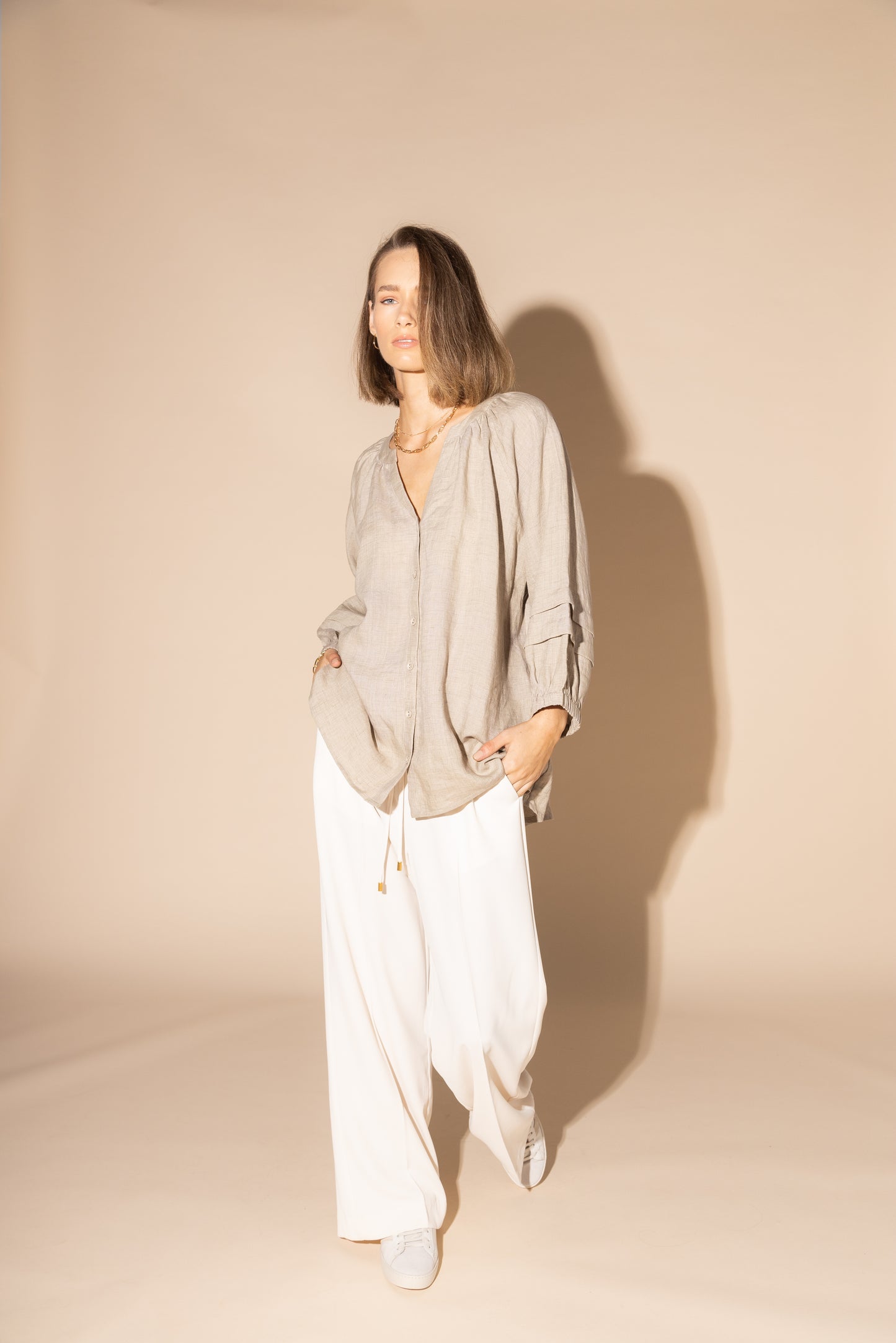 1201L - FROND BLOUSE - NATURAL