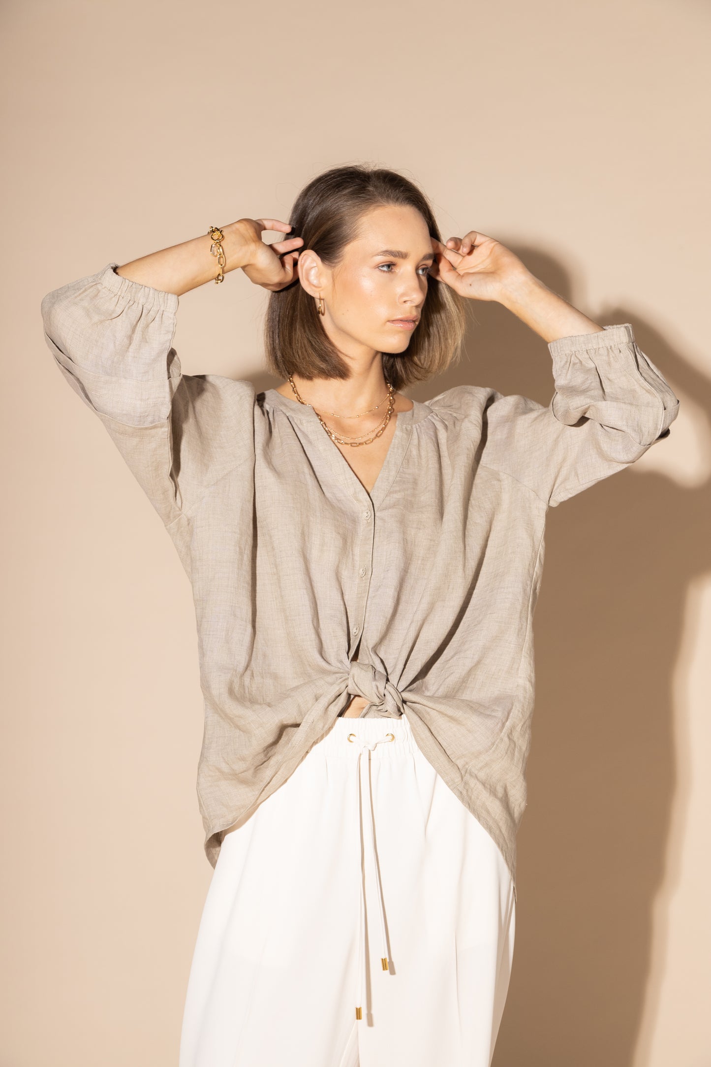 1201L - FROND BLOUSE - NATURAL