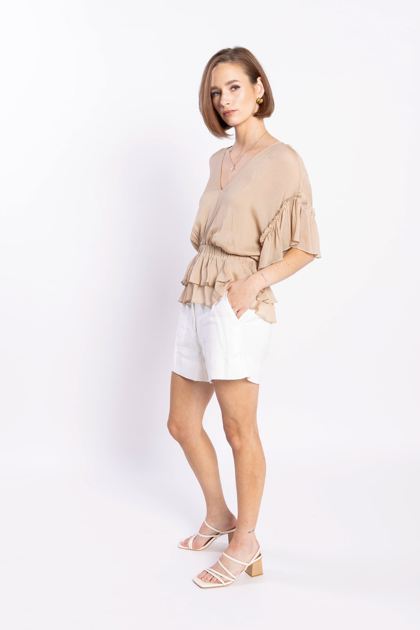 1230L - BROOKE BLOUSE - BEIGE