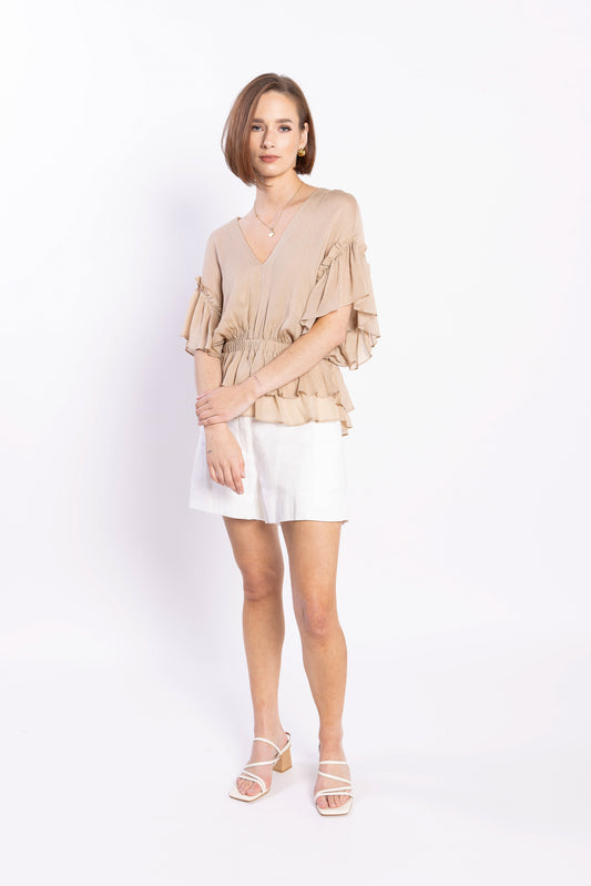 1230L - BROOKE BLOUSE - BEIGE