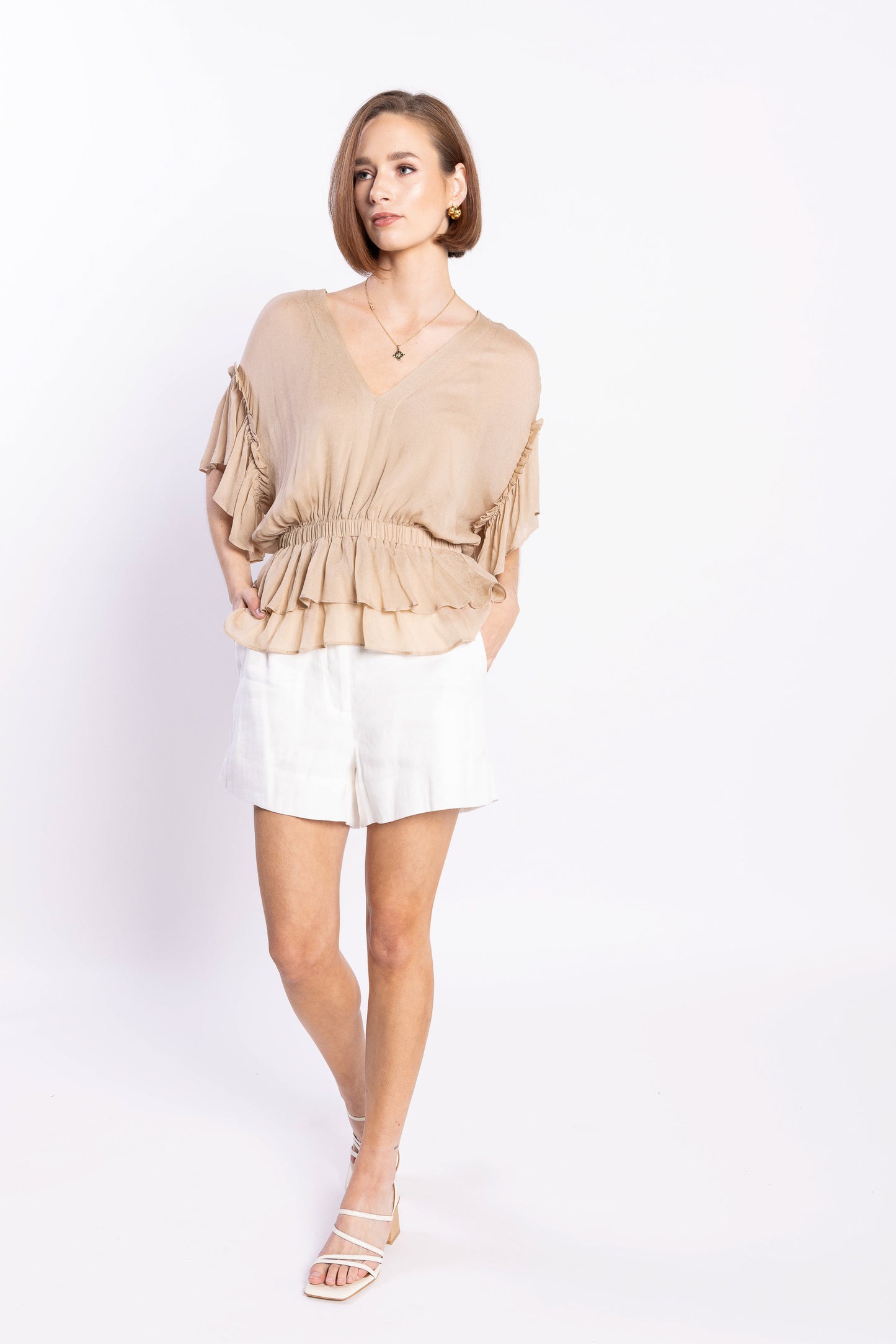 1230L - BROOKE BLOUSE - BEIGE