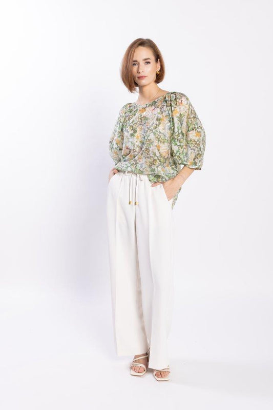 1254L - Compass Blouse - Green Meadow