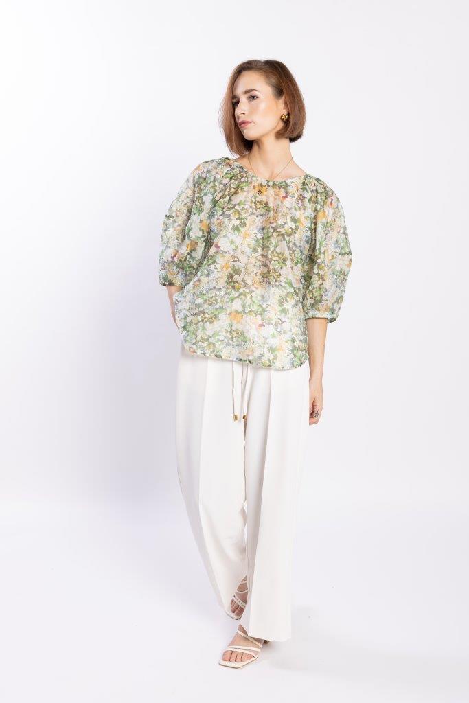 1254L - Compass Blouse - Green Meadow