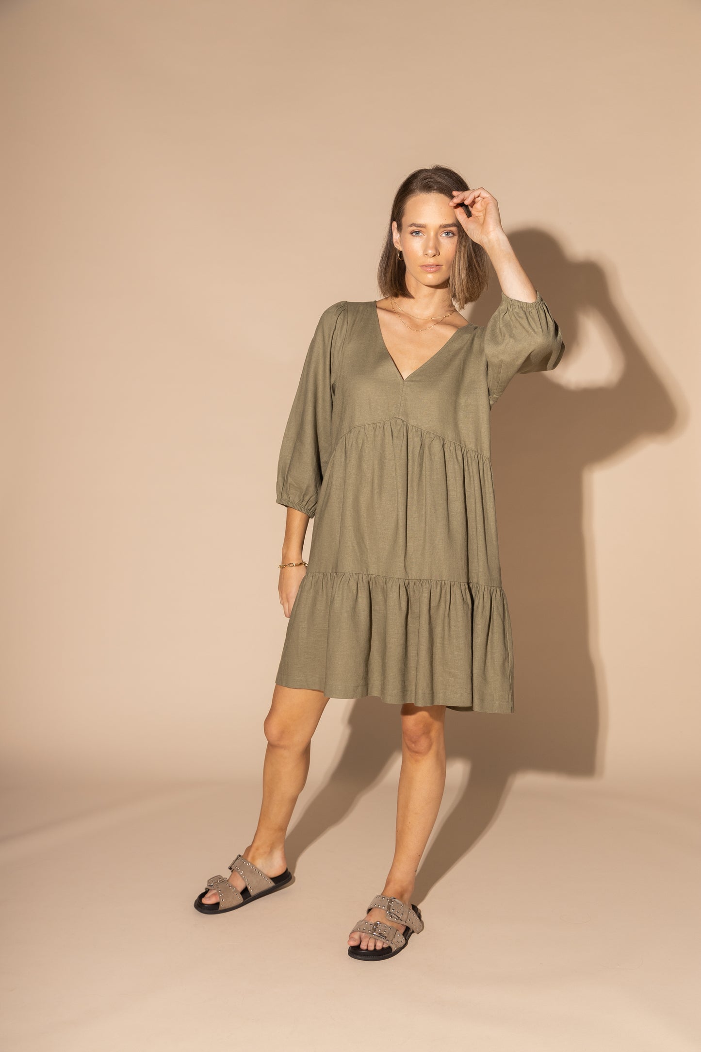 2127L - PAYTON DRESS - OLIVE