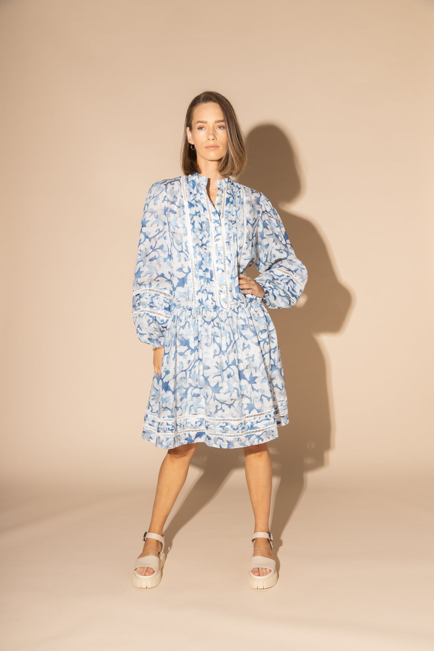 2162L - SKYES LINEN DRESS - BLUE WATER