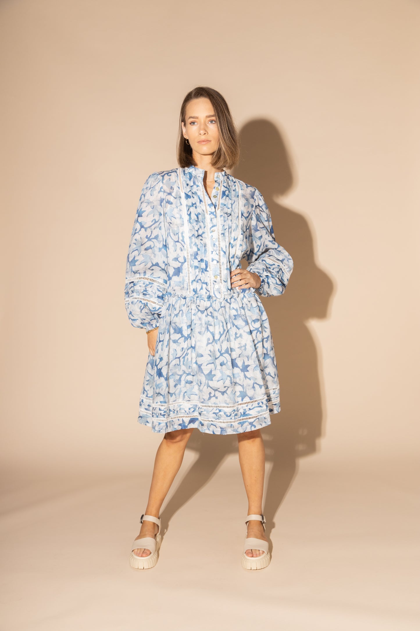 2162L - SKYES LINEN DRESS - BLUE WATER