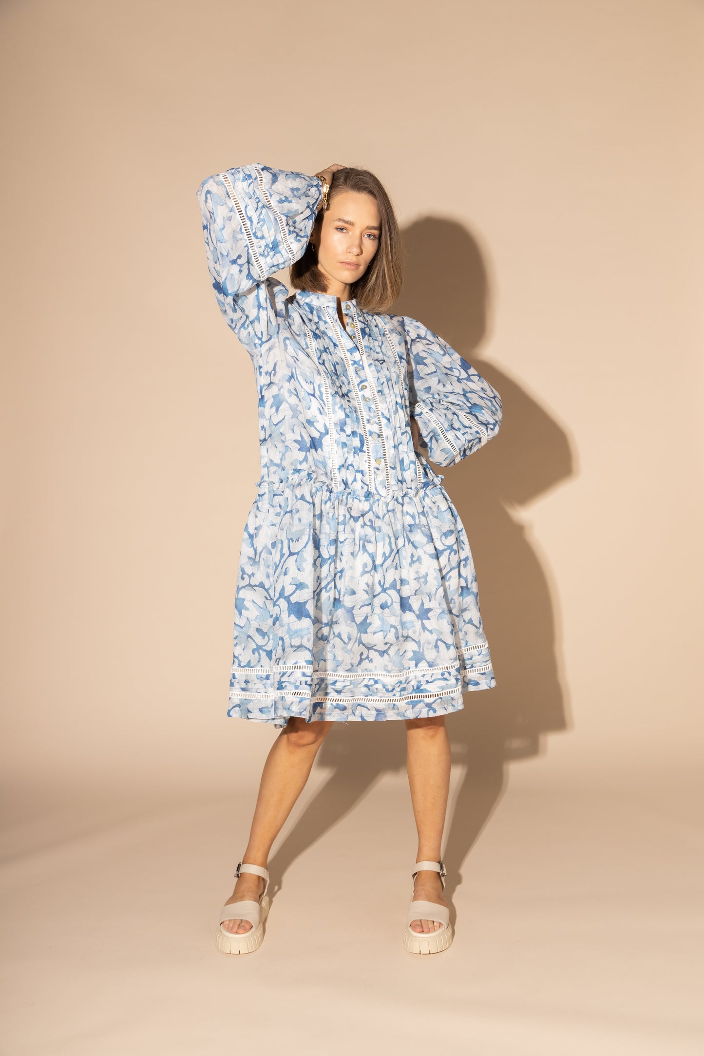 2162L - SKYES LINEN DRESS - BLUE WATER