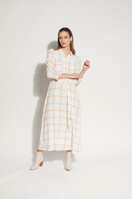 2180L - Camille Dress - Waffle Check