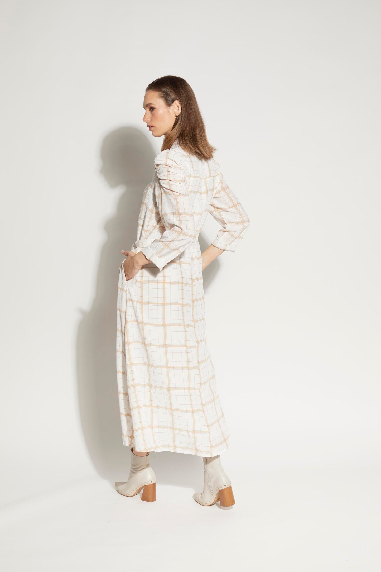 2180L - Camille Dress - Waffle Check