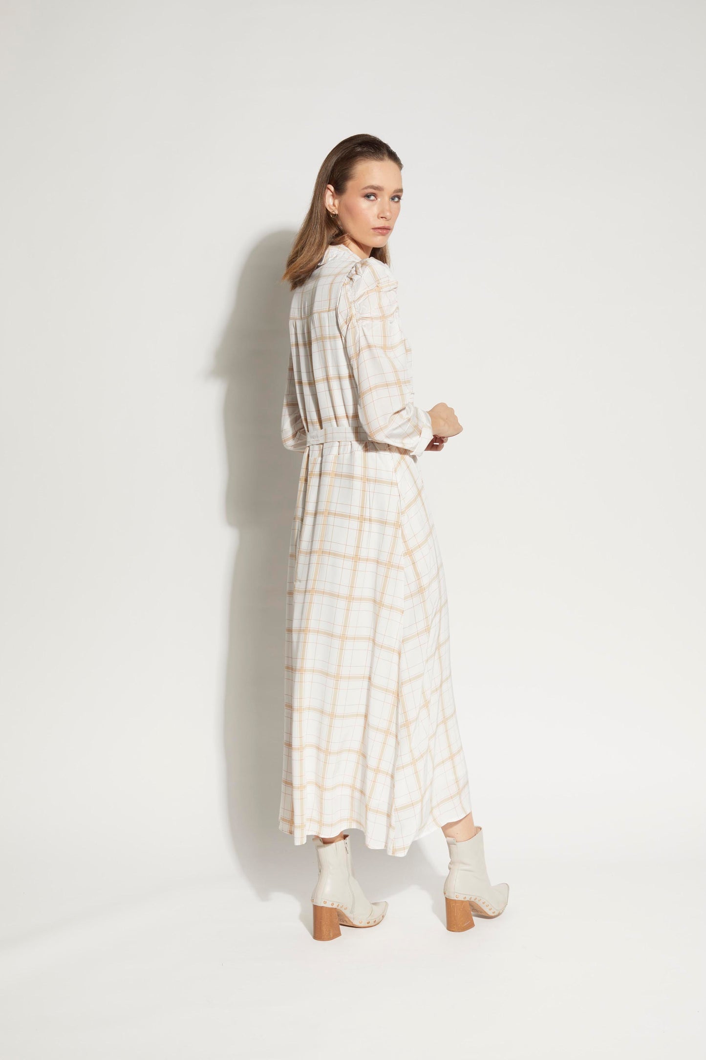2180L - Camille Dress - Waffle Check