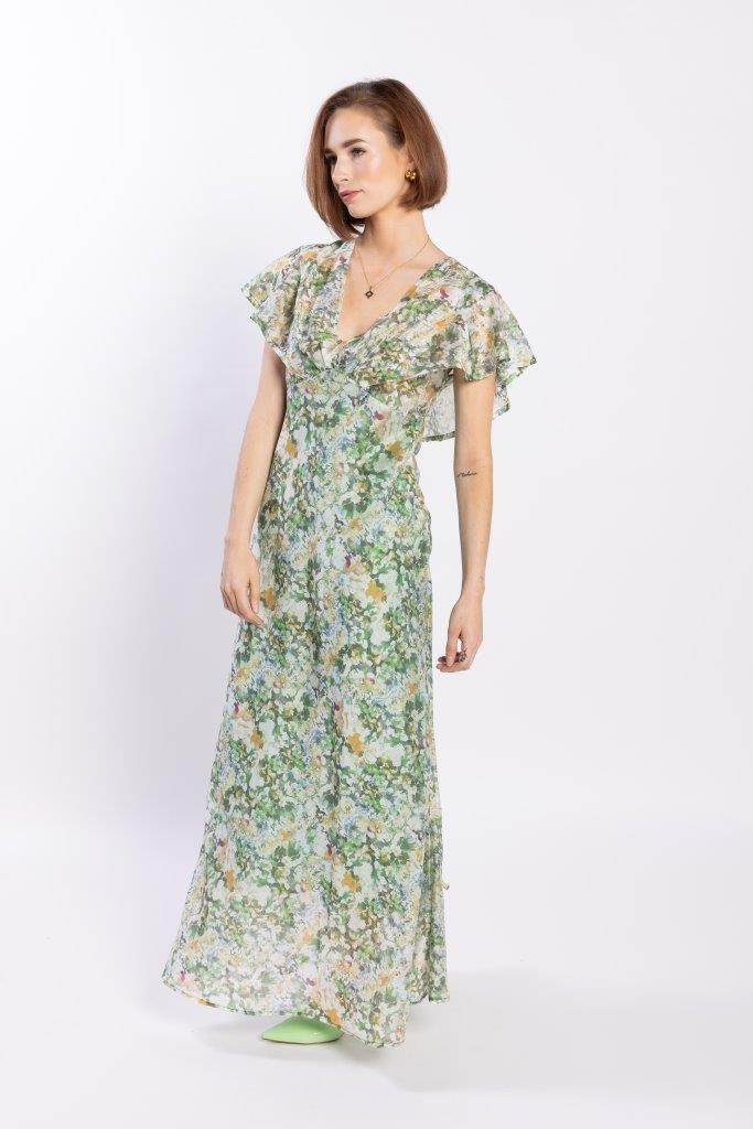 2196L - Flutter Dress - Green Meadow