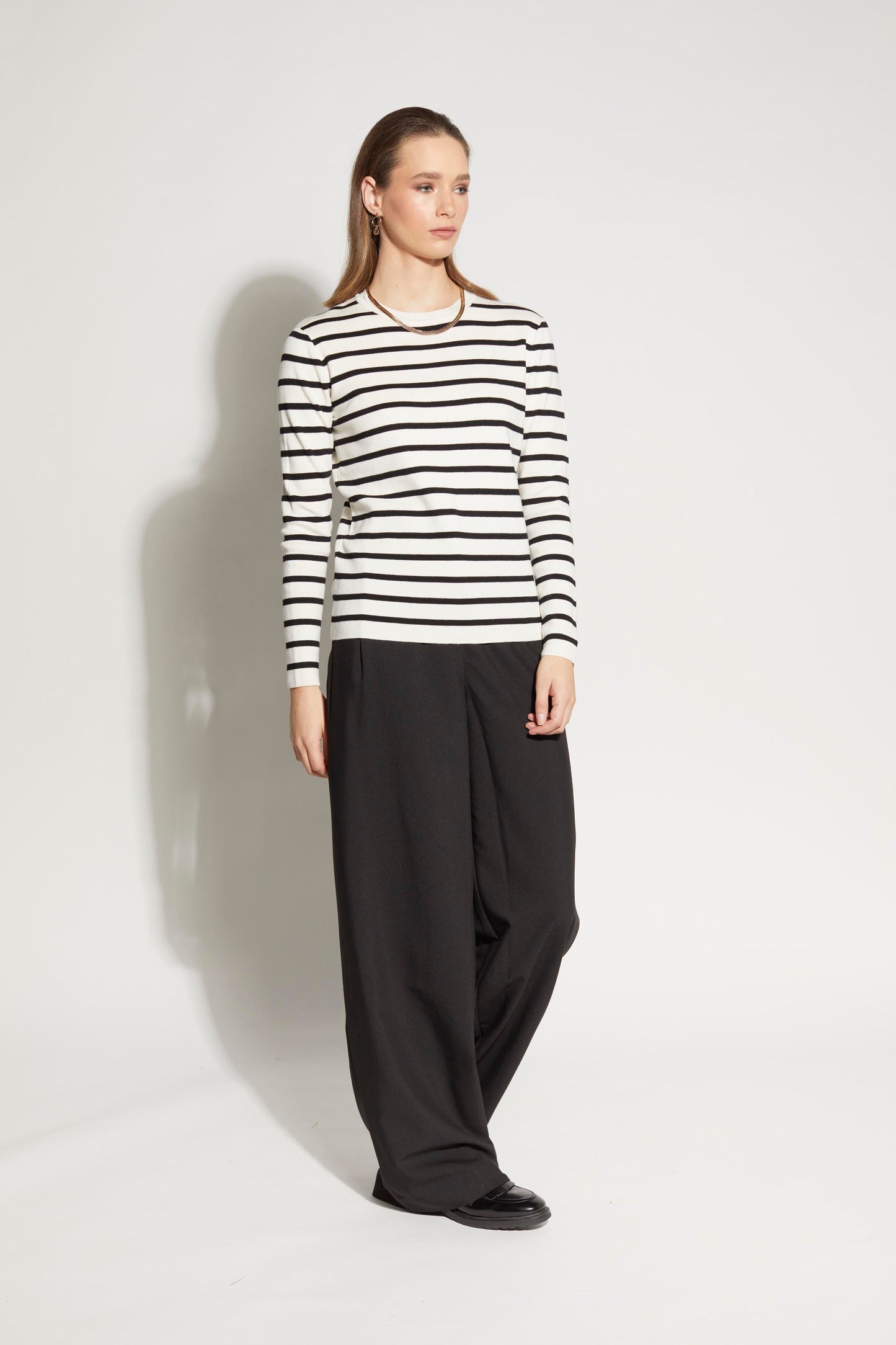 3062L - Mime Sweater - White/Black Stripe