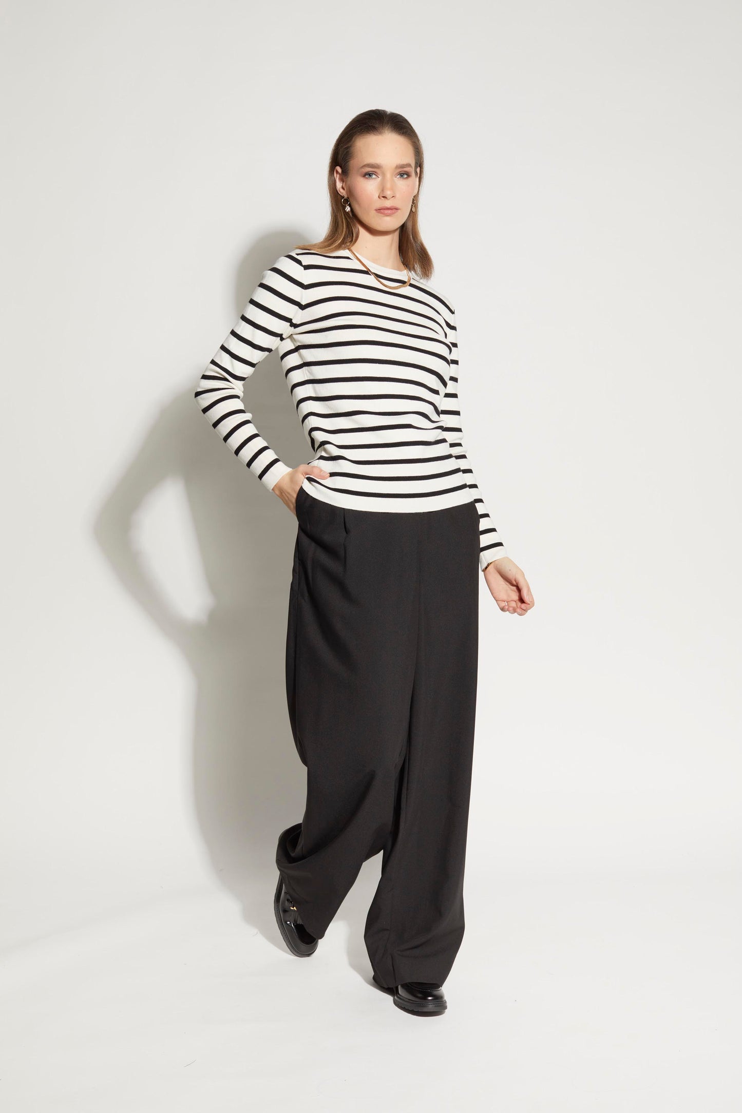 3062L - Mime Sweater - White/Black Stripe