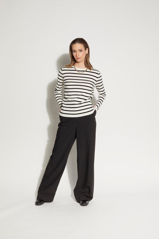 3062L - Mime Sweater - White/Black Stripe