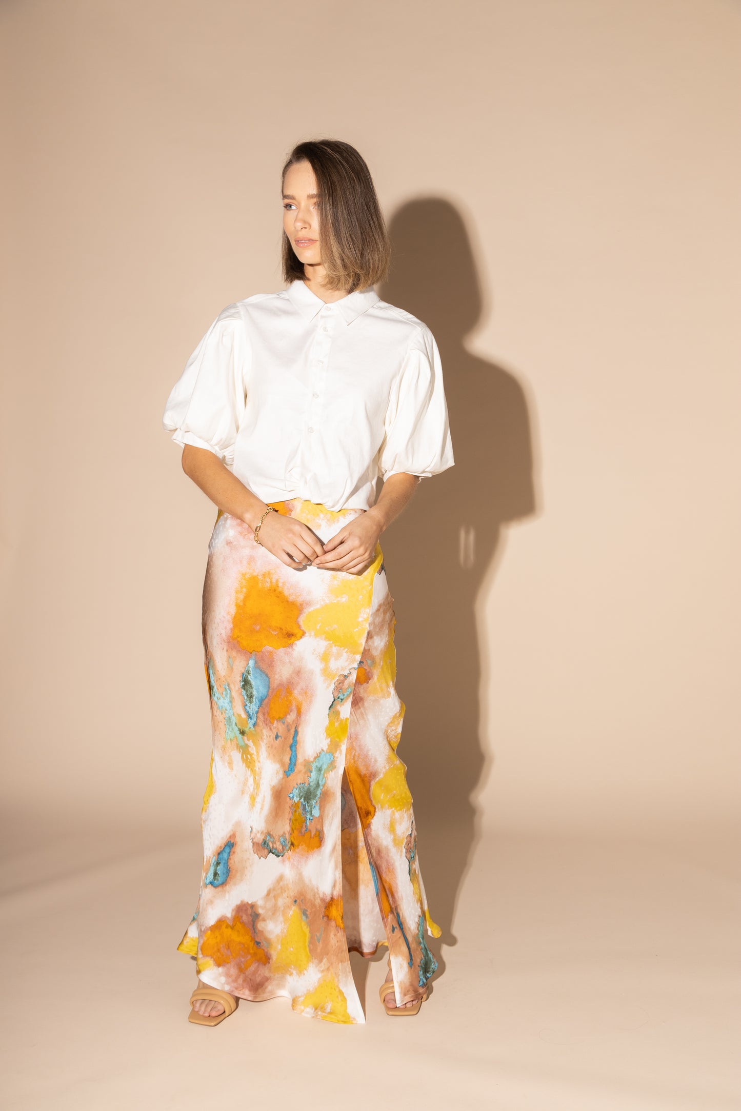 6047L - SILKEN SKIRT - WATER COLOUR