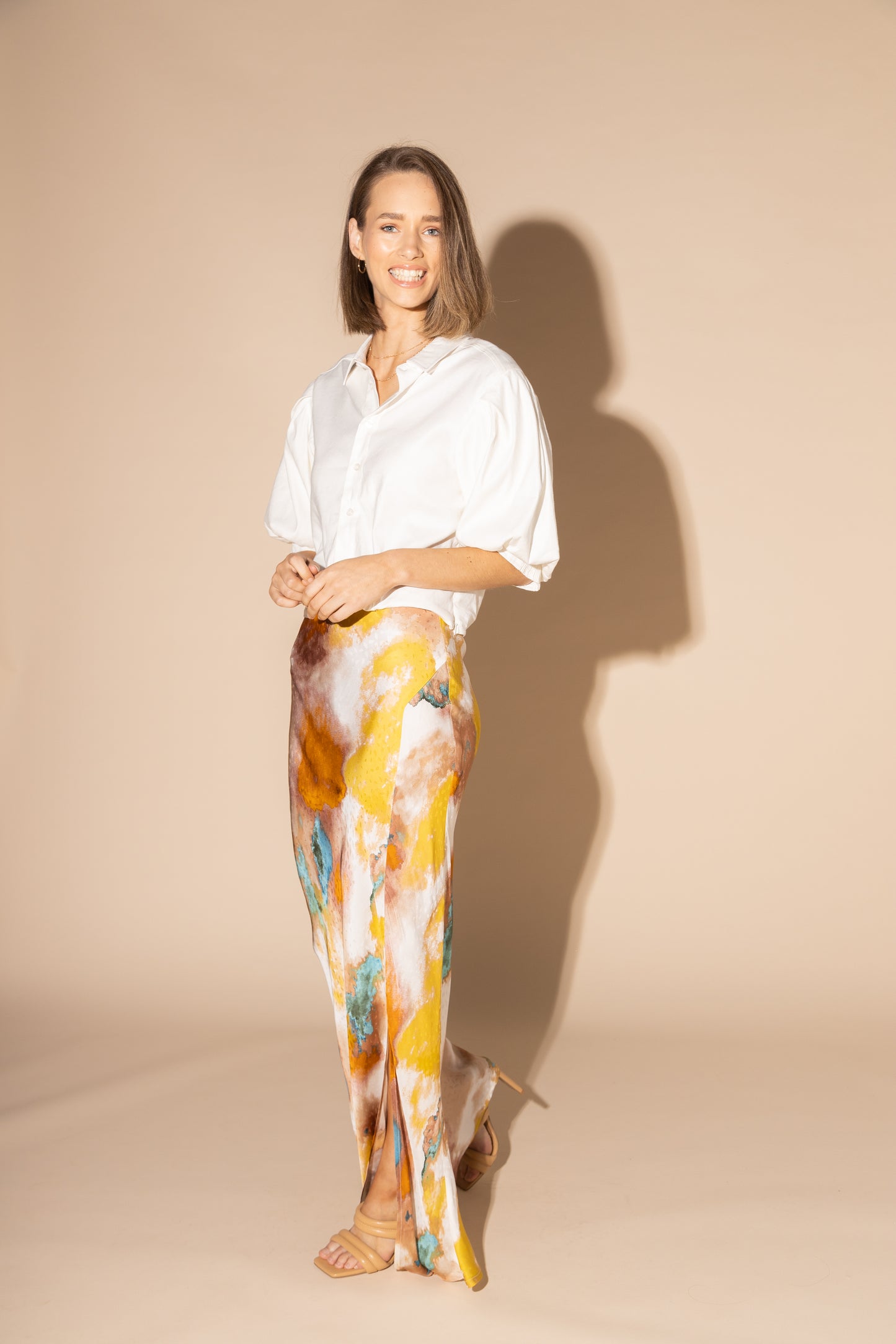 6047L - SILKEN SKIRT - WATER COLOUR