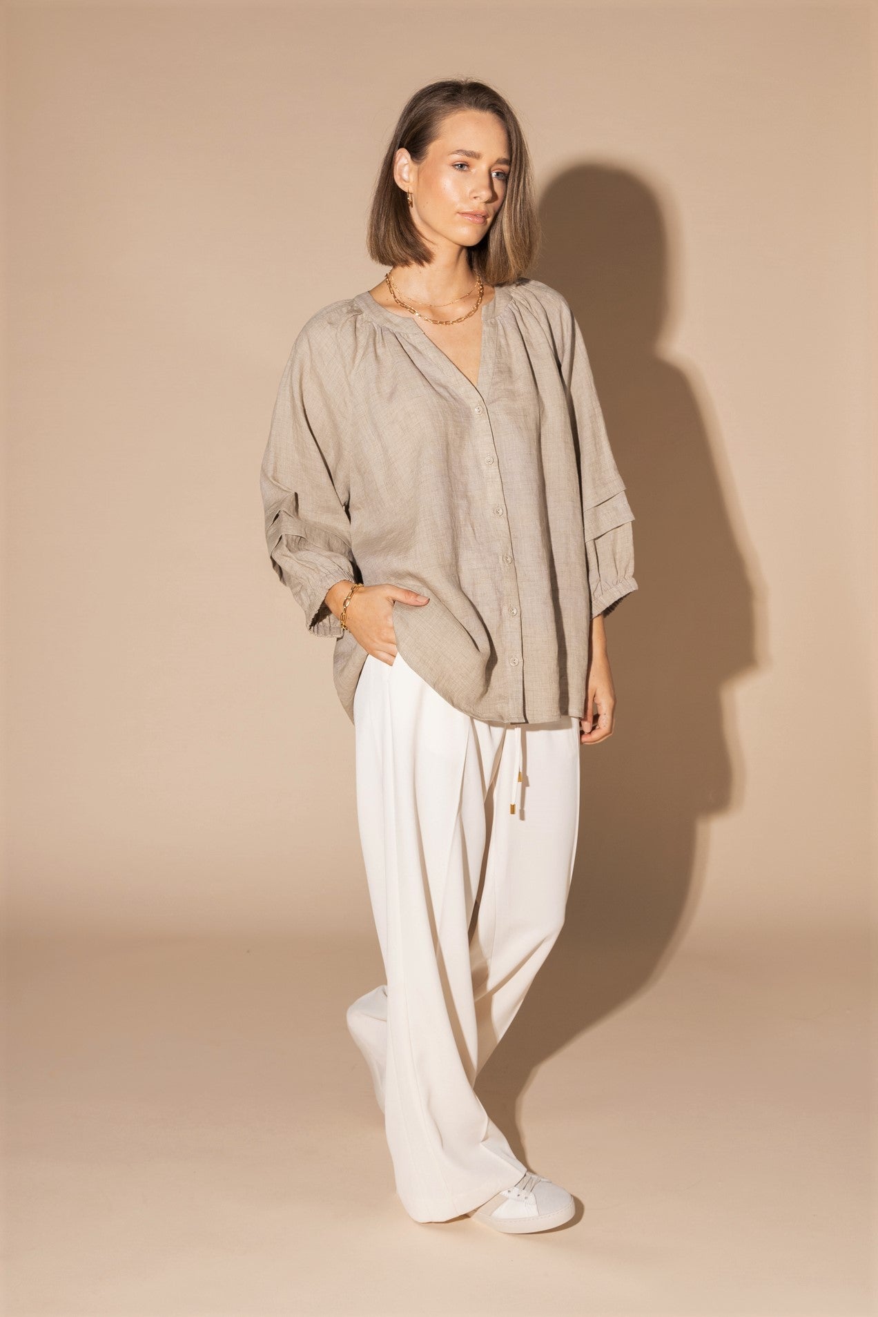 1201L - FROND BLOUSE - NATURAL