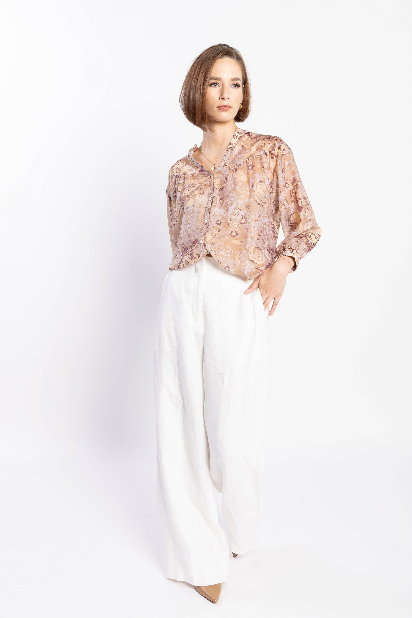 1169L - BLOOM BLOUSE - GOLD ROSE